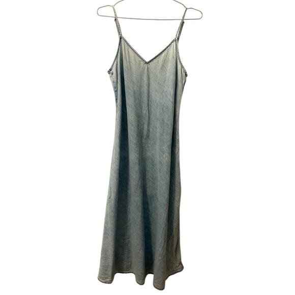 Gap Light Wash Midi Length Chambray Slip Dress M - Picture 3 of 8